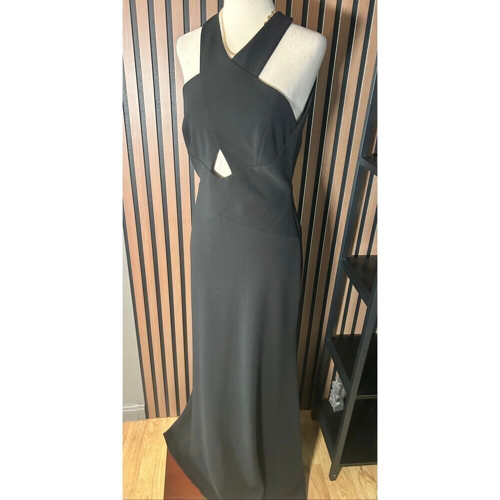 Bcbg halter dress long maxi black tie event fancy dress size 6 mermaid style